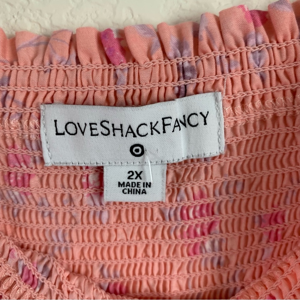 Love Shack Fancy X Target Simone Pink Ruffle Smocked Maxi Dress 2X - Picture 4 of 6